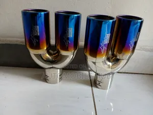 HKS Blue Silver Exhaust Muffler Tips in Cars