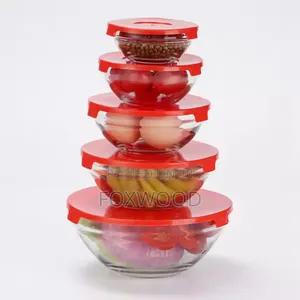 A Set of Glass Storage Bowls With Lids