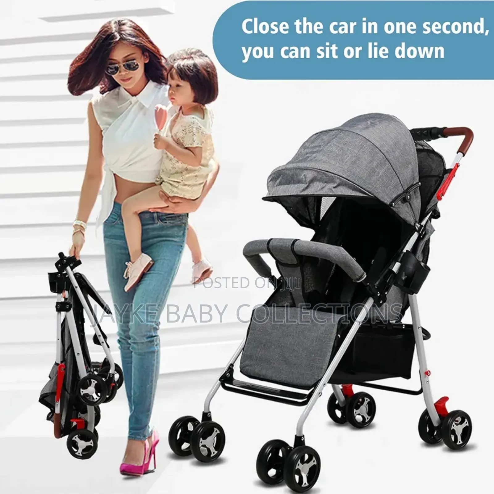 2-in-1 Foldable Baby Stroller Bassinet Pram – Durable