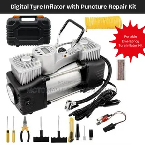 Car Tyre Inflator Digital Dual Cylinder Portable Kit Puncture Repair