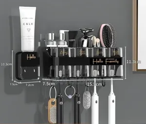 Hello Family Branded Wall Mounted Toothbrush Toothpaste Dispenser Set