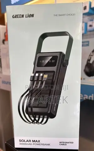 Green Lion Solar Max 30000mah Power Bank With Built-in Cables