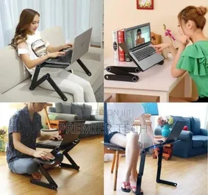 Foldable Metallic Laptop Stand With Mouse Pad and Fan*