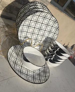 Black White 12pcs Dinner Set