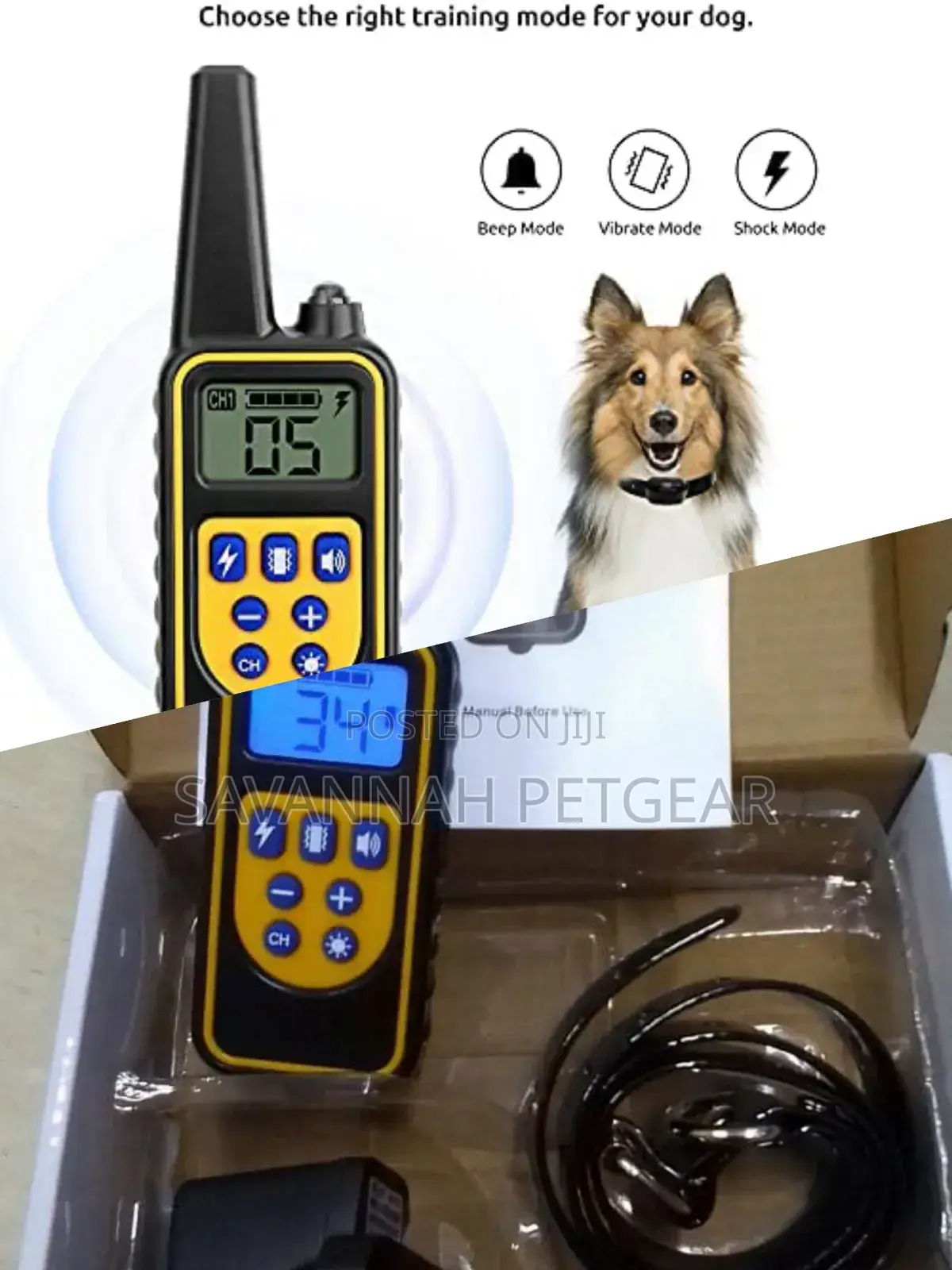 Rechargeable Dog Shock Collar With 3 Training Modes - 1 Collar