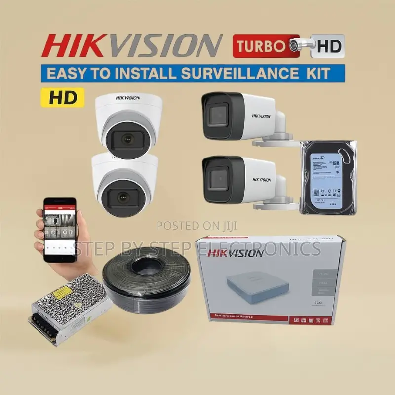 Hikvision 4 Hd 2mp 1080p Security Cameras CCTV Kit Full Package