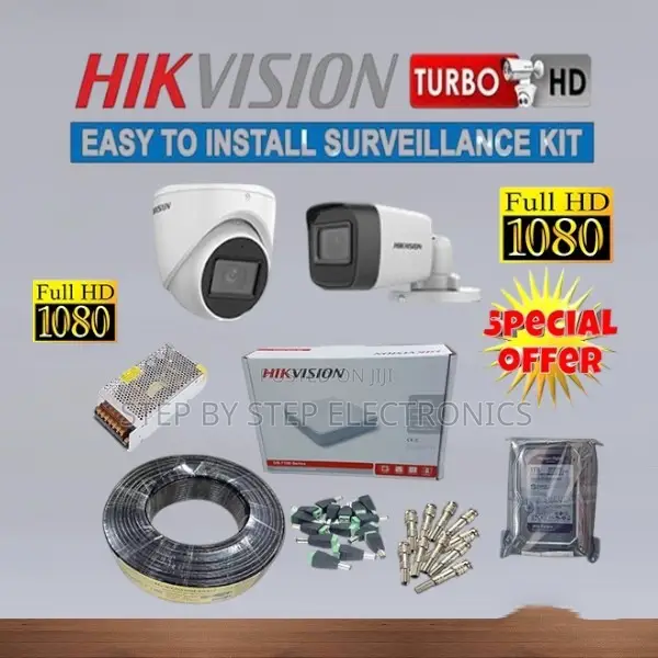 Remote Access Hikvision 2 Cameras 1080p Full Hd CCTV Security Full Kit