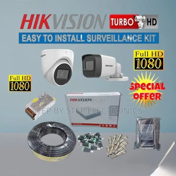 Easy Installation Hikvision 2 1080p Cameras CCTV Kit Complete System