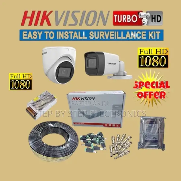 Crystal-Clear Hikvision 2 Cameras 1080p Full Hd CCTV Security System