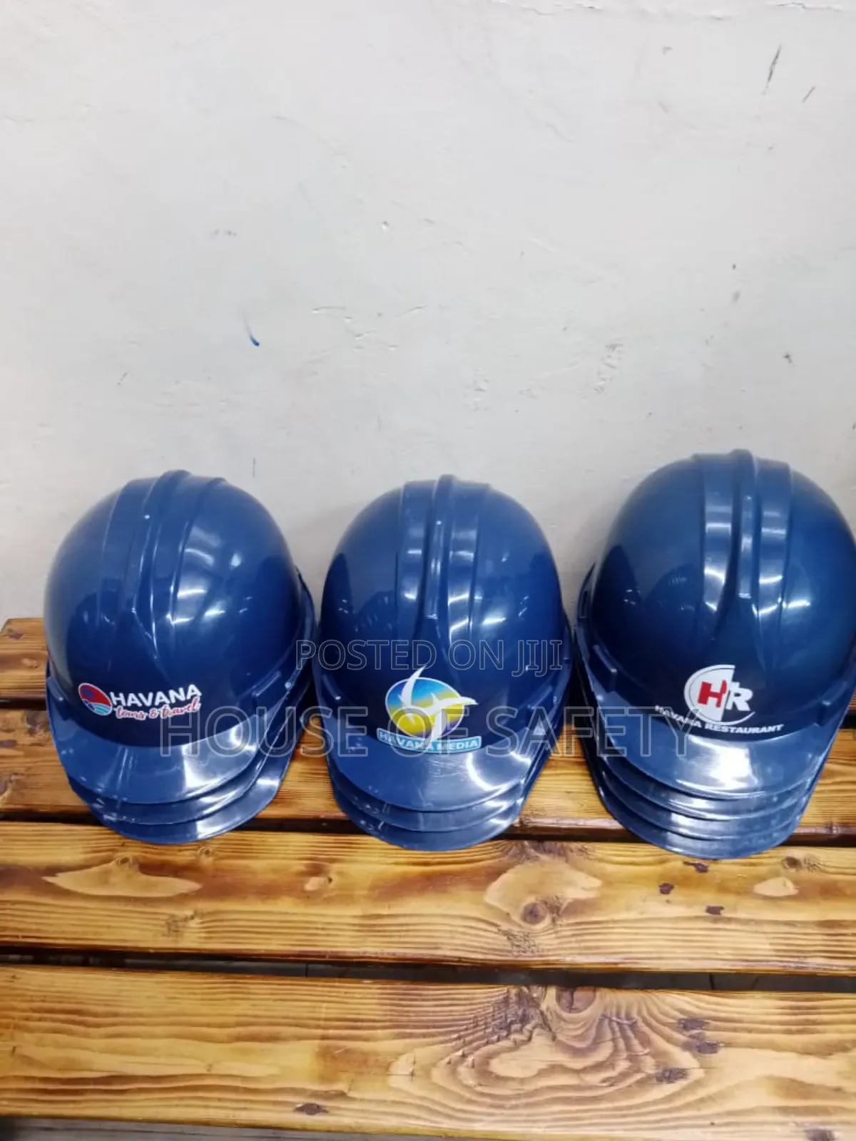Blue Construction Helmets