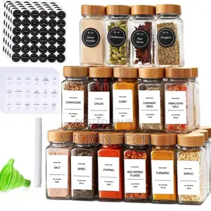*29pcs Set Glass Storage Spice Jars With Bamboo Lid 