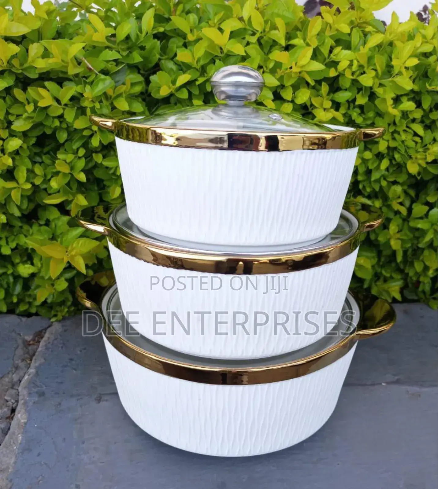 Gold Rimmed Serving Bowls 3pcs