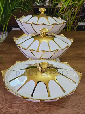 Gold Rimmed Classy Serving Bowls 3pcs