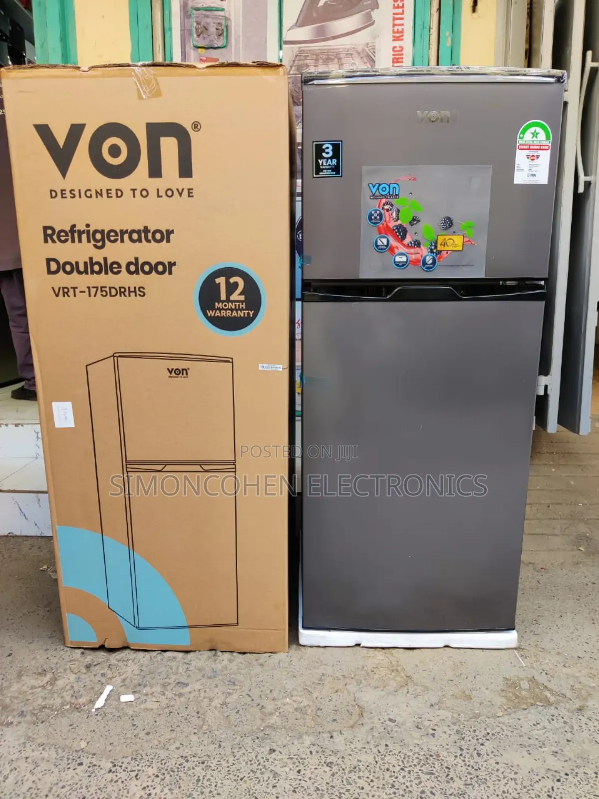 Von Double Door Fridge 175litres Direct Cool