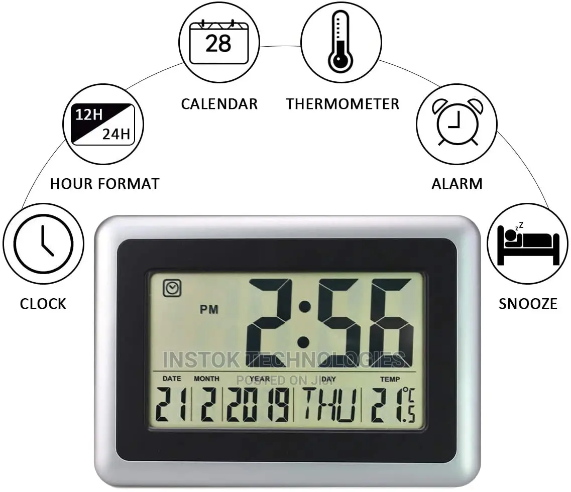 Digital LED Wall Clock With Alarm,Date,Temperature