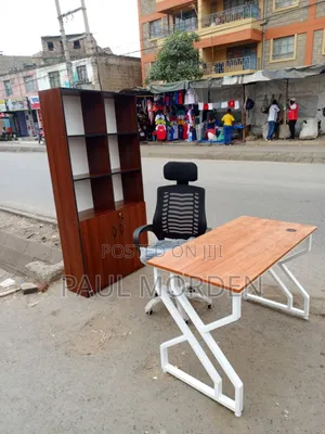 Headrest Office Chair With Shelf +Metallic Study Desk