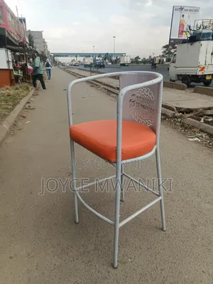 High Bar Chair, White and Orange 