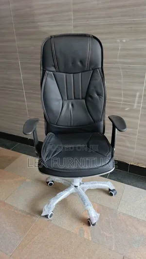 Leather Office Chair With Black and Silver Frames