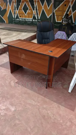 Darkwalnut Lshape Office Desk Plu Leather Chair