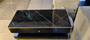 Executive Black Gold Coffee Table With Marble Topping
