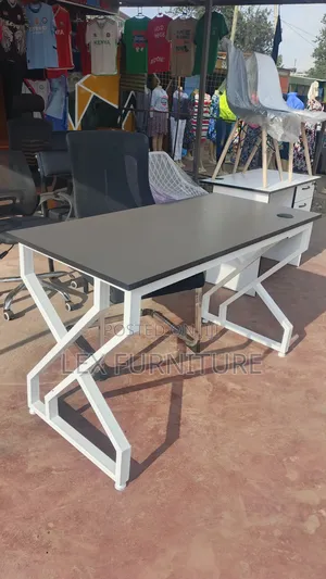 Black Highback Office Chair Plus Metallic Office Table