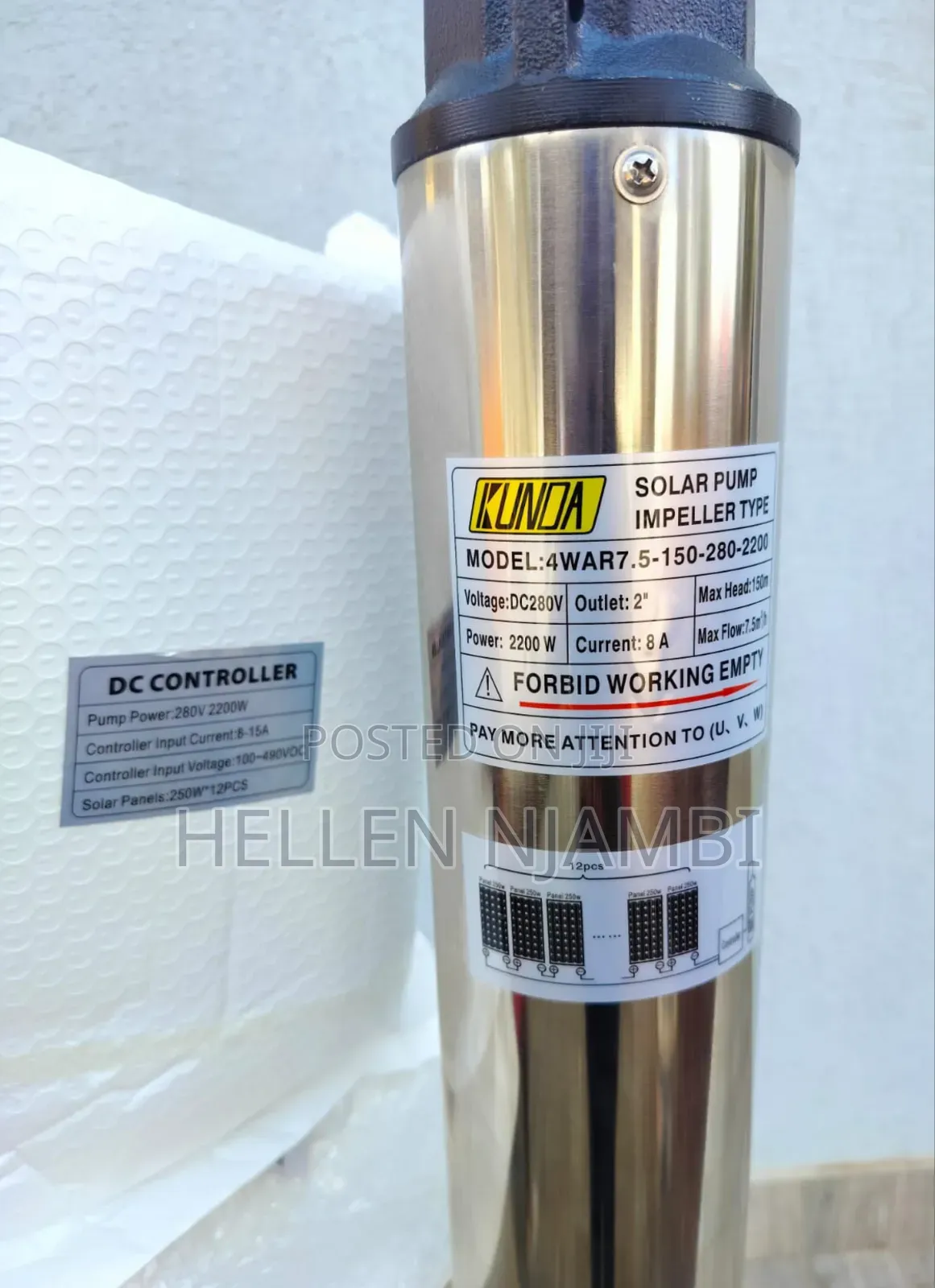 150m Solar Submersible Pump With Control Box