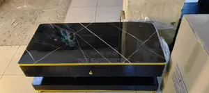 Executive Black Gold Coffee Table With Marble Topping