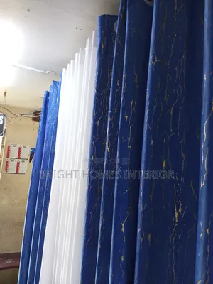 Blue Velvet Cotton Quality Material Curtain Available