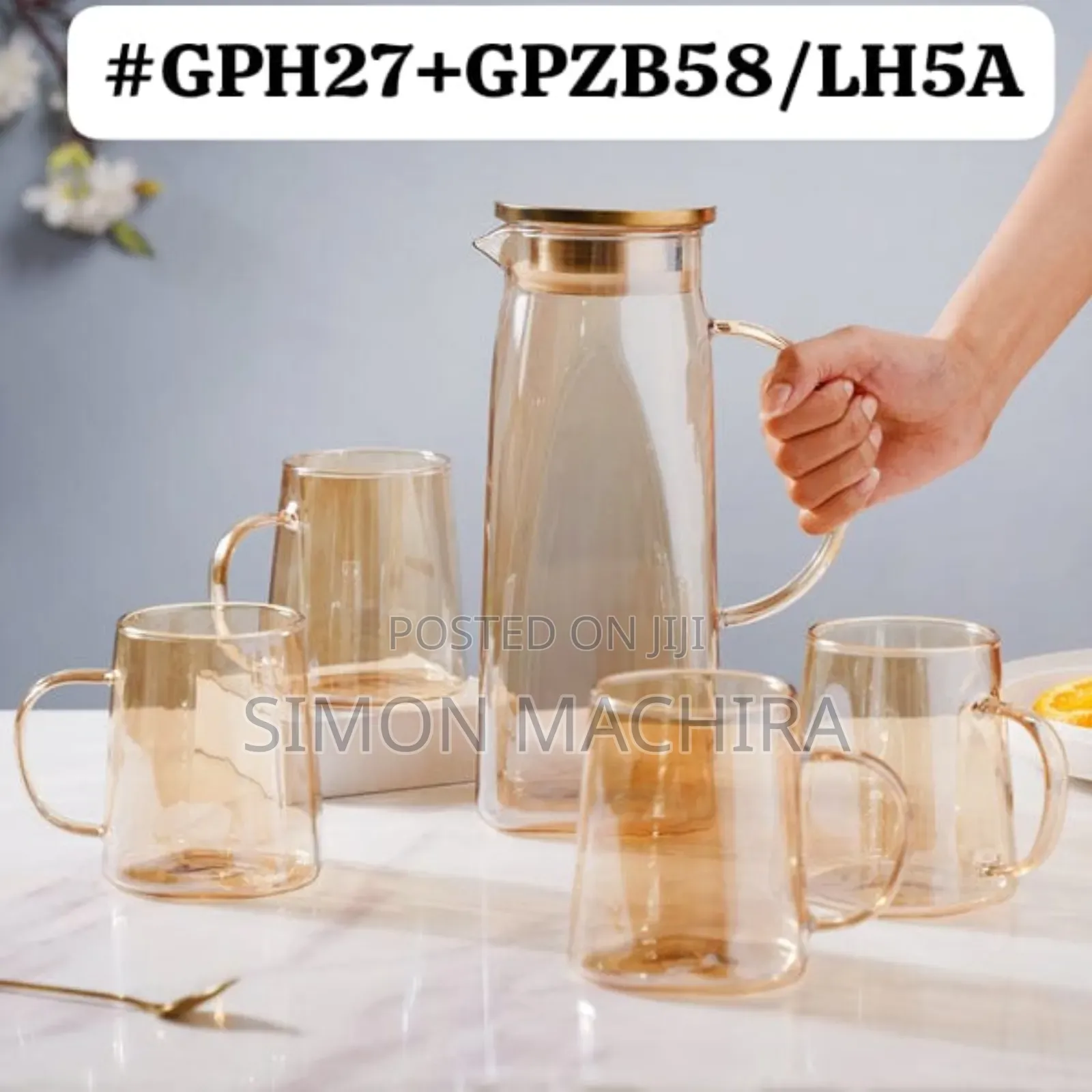 Borosilicate Gold Glass Set With Glass Jar