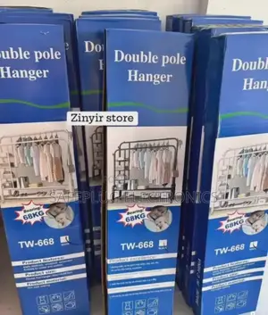 2 Rails - Double Pole Clothe Rack - Sturdy Durable