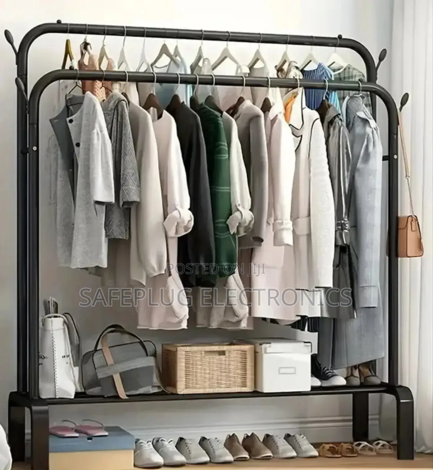 2 Rails - Double Pole Clothe Rack - Sturdy Durable