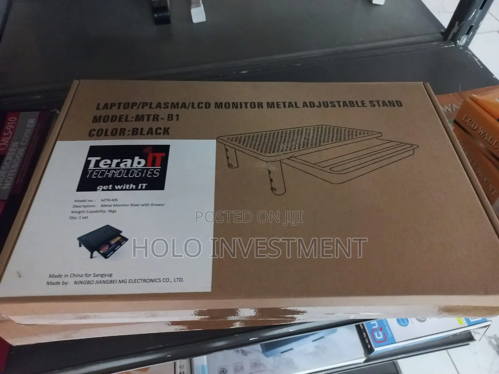 Metal Laptop, Plasma, LCD Screen Adjustable Stand With a Mini Drawer