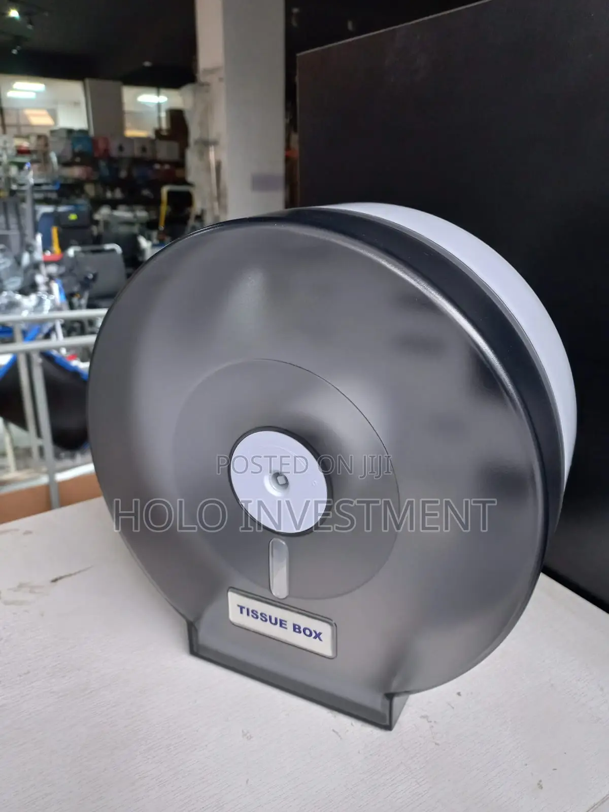 Toilet Roll Dispenser – Abs Plastic, Round, Grey Transparent- Jumbo