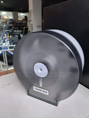 Toilet Roll Dispenser – Abs Plastic, Round, Grey Transparent- Jumbo
