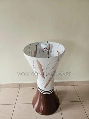 Hand Wash Basin (White and Brown)