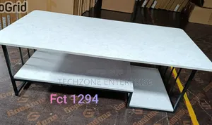 Elegance White Marble Coffee Table With Black Stand 