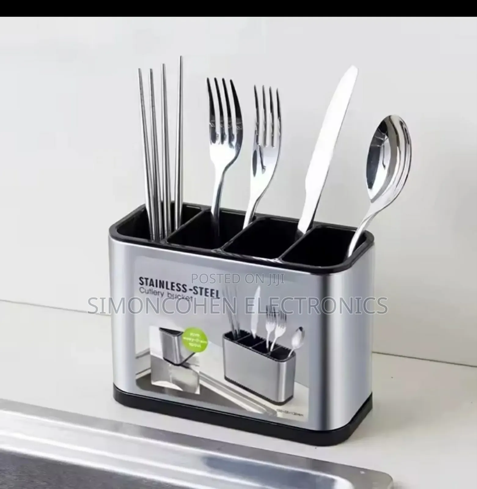 Countertop Partitioned Cutlery Organizer  With Drainer