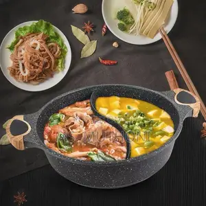 Single Piece 28cm Honhey Wok Granite Partitioned Cooking Potcasserole