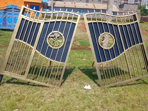 Modern Golden Frame Gate With Black Panels