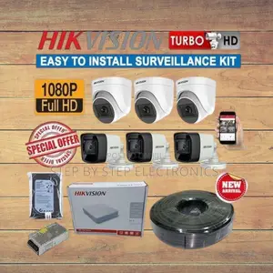6 (Dome and Bullets )1080p Hikvision CCTV Cameras Installation Kit