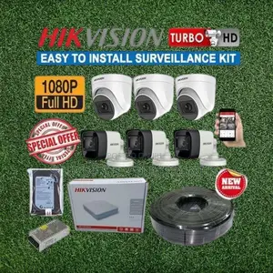 High-Resolution 6 Hikvision 1080p Full Hd CCTV Cameras Complete Kit