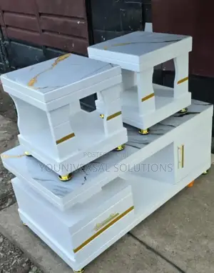 Coffee Table With Glass/Marble Topping With 2 Stools