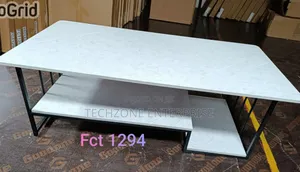 Unique White Marble Coffee Table With Black Stand 