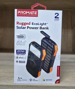 Promate Solartank-10pdqi 10000mah Rugged Ecolight Solar Power Bank