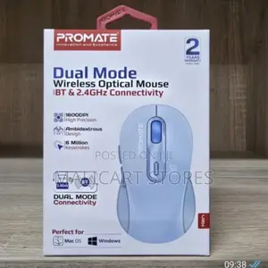 Promate Dual Mode Wireless Optical Mouse With Bt Rf Connectivity