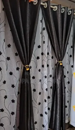 Black Plain Curtains for House Window Covering