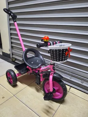Pink Tricycle With Push Handle