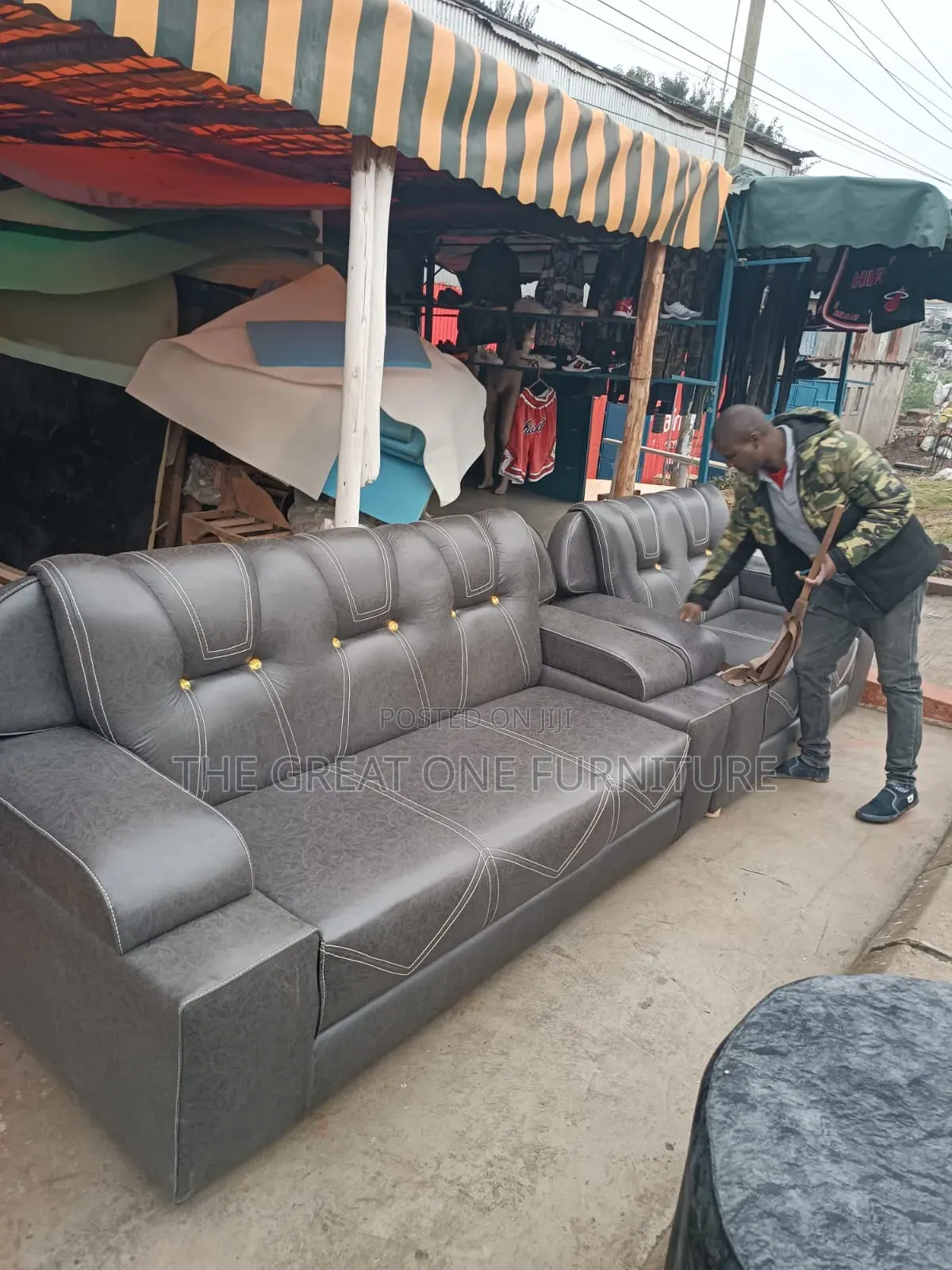 Generic Modern 5 Seater Sofa Set Gray Hr4e