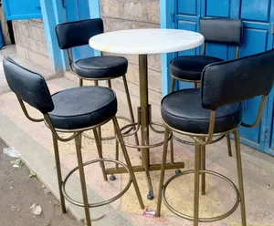 High Bar Set/ Restaurant Set, Black Leather Chairs.