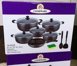 Tc 14 Pieces Non-Stick Black Coated Cooking Pot/Sufuria Set